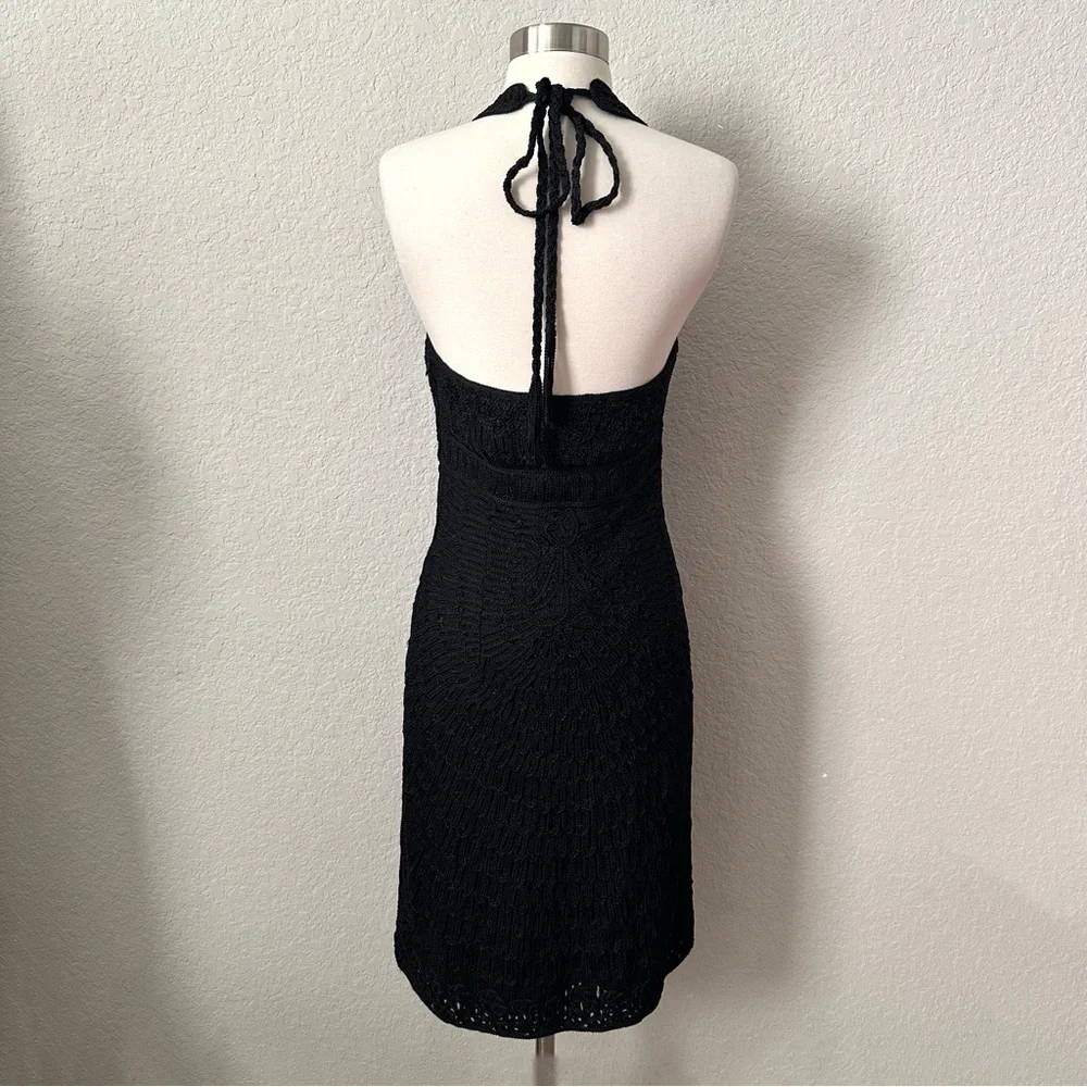 Sue Wong Vintage Black Crochet Halter Dress - Picture 3 of 15
